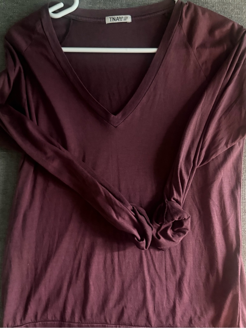 TNA Long Sleeve V-Neck Top - Burgundy Plum